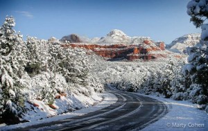 Highway Through Snowy Sedona - Color