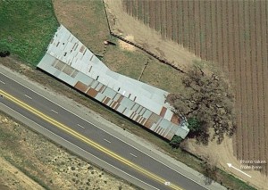 California Oak and Barn from above