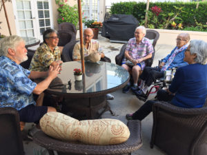 Uta visiting with former Norman Luboff choir members/friends 2019